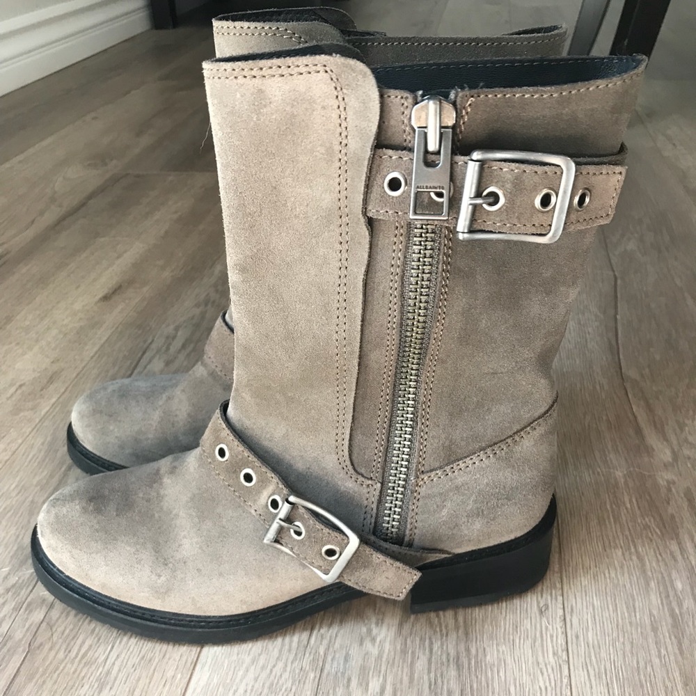 All Saints Military Boot in Grey Suede